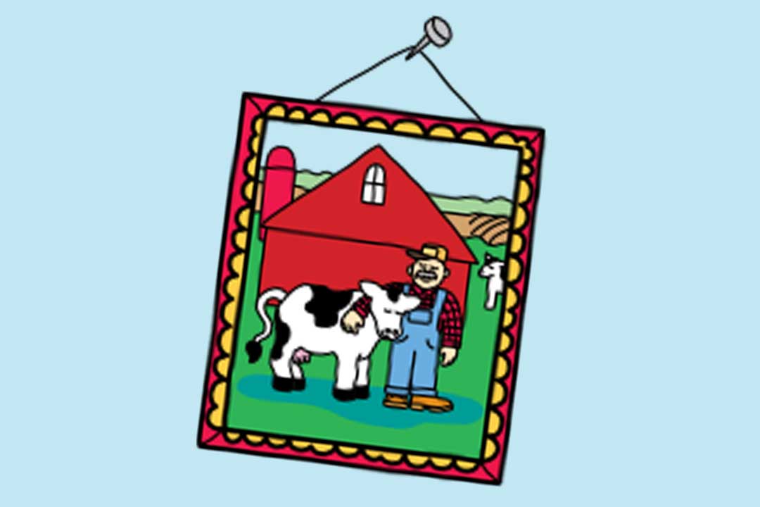 농부가 젖소를 안고 있는 사진