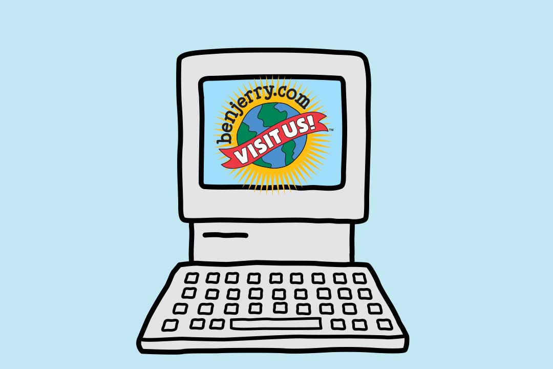 ‘Visit Us(방문하세요)’라는 말이 화면에 표시된 컴퓨터