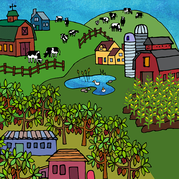 상생하는 농부와 농장 노동자 아이콘